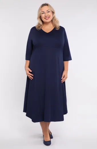 Rochie dreaptă evazată bleumarin