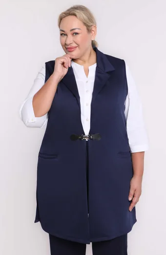 Vestă bleumarin cu cataramă
