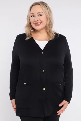 Pulover negru cu nasturi aurii