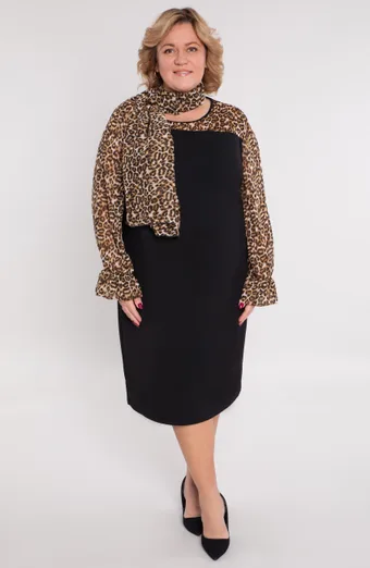Rochie din sifon cu model maro