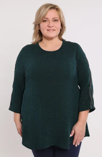 Bluză verde călduroasă cu model argintiu