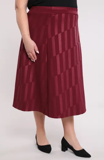 Fusta burgundy cu dungi verticale