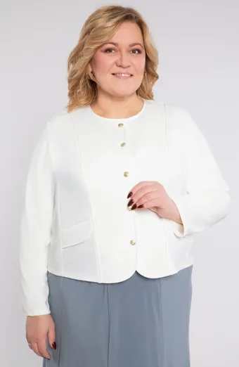 Geaca alba cu nasturi decorativi