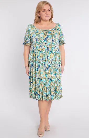 Rochie verde cu model colorat