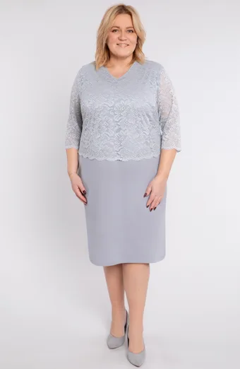 Rochie gri cu dantela