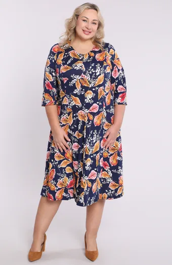 Rochie bleumarin flori galbene