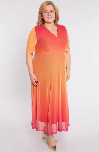 Rochie din plasă cu gradient portocaliu