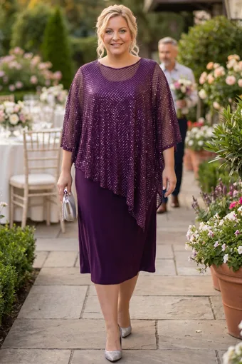 Rochie asimetrică violetă cu paiete