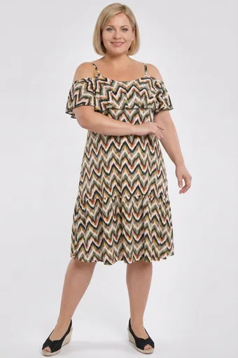 Rochie cu bretele și model kaki