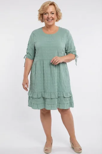 Rochie verde deschis cu maneci legate