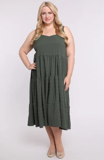 Rochie verde inchis cu volane