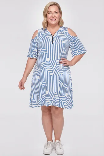 Rochie alba cu model geometric