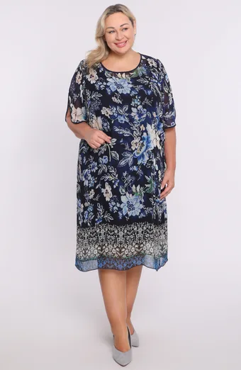 Rochie cu flori bleumarin