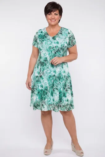 Rochie verde din dantelă cu imprimeuri albe
