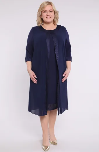 Rochie bleumarin strălucitoare cu pliuri