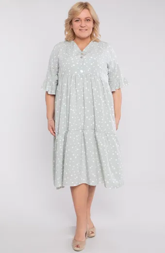 Rochie verde deschis cu buline albe
