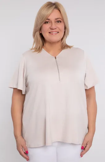 Bluză bej cu fermoar