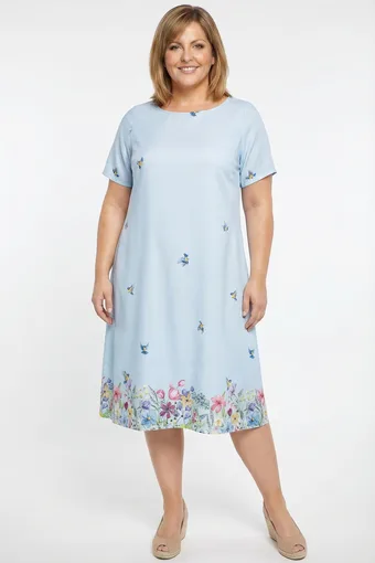Rochie albastră cu păsări