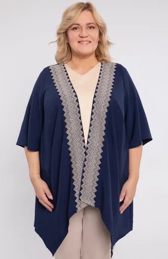 Cardigan bleumarin deschis cu broderie