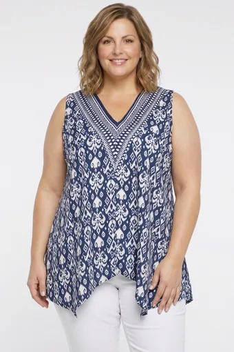 Tunică bleumarin cu model bej