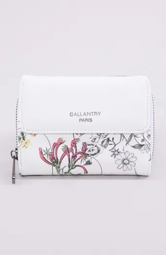 portofel alb cu imprimeu floral
