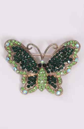 Broșă fluture verde