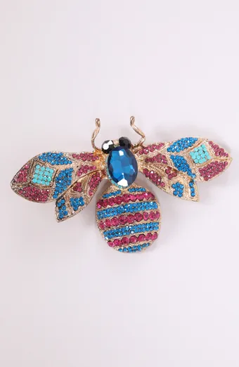 Broșă insectă albastră și roz