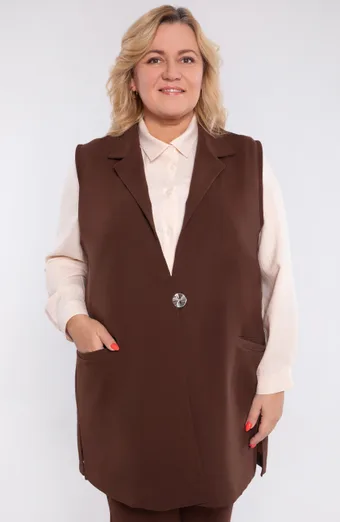 Vestă maro cu buzunare