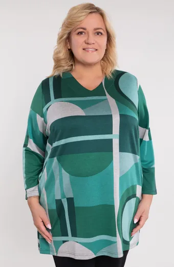 Tunică verde cu model geometric