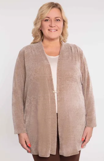 Cardigan bej cu buzunare