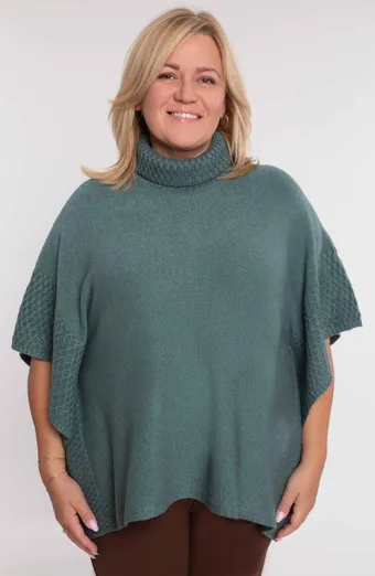 poncho verde cu guler înalt