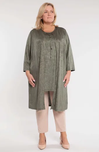 Tunică verde cu cardigan ușor