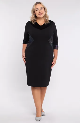 Rochie neagră cu inserții colorate cu sclipici