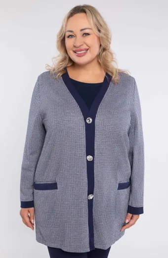 Pulover bleumarin cu fir argintiu