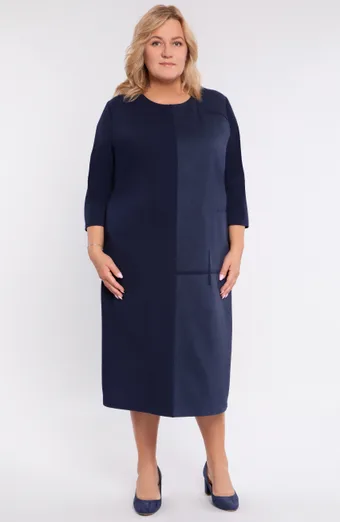 Rochie bleumarin în stil piele întoarsă