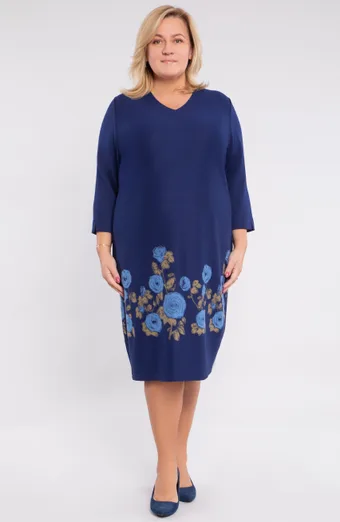 Rochie rochie cu flori bleumarin