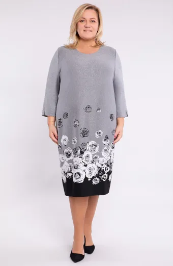 Rochie gri cu rochie cu flori