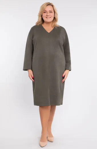 Rochie kaki din piele întoarsă