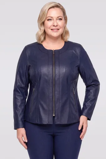 jachetă din piele ecologică bleumarin