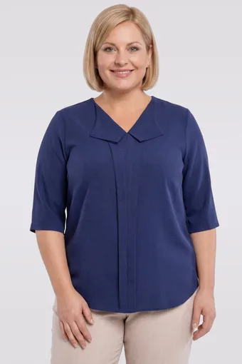 Bluză lejeră din in, bleumarin