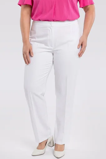 pantaloni cu dungă în alb