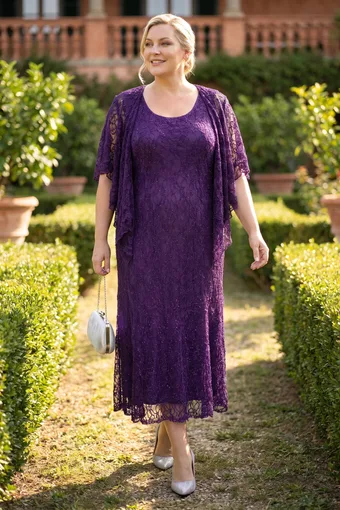 rochie din dantelă violetă