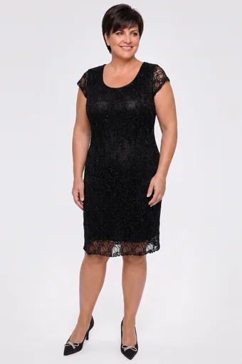 Rochie neagra din dantela cu captuseala