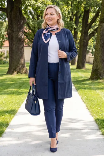 Palton elegant bleumarin