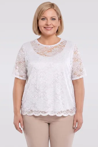 Bluză albă din dantelă florală
