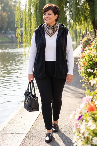 vestă neagră din fleece caldă