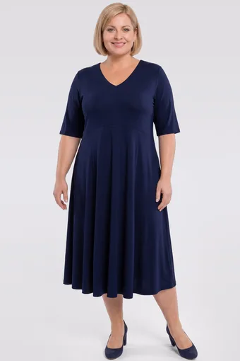 Rochie dreaptă evazată bleumarin