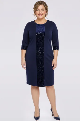 Rochie bleumarin cu catifea și paiete