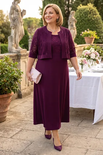 compleu violet cu bolero din dantelă