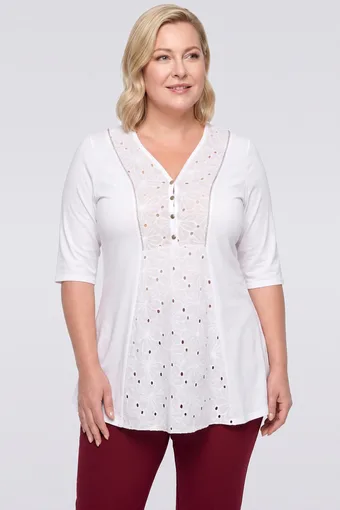 Tunică albă cu model floral